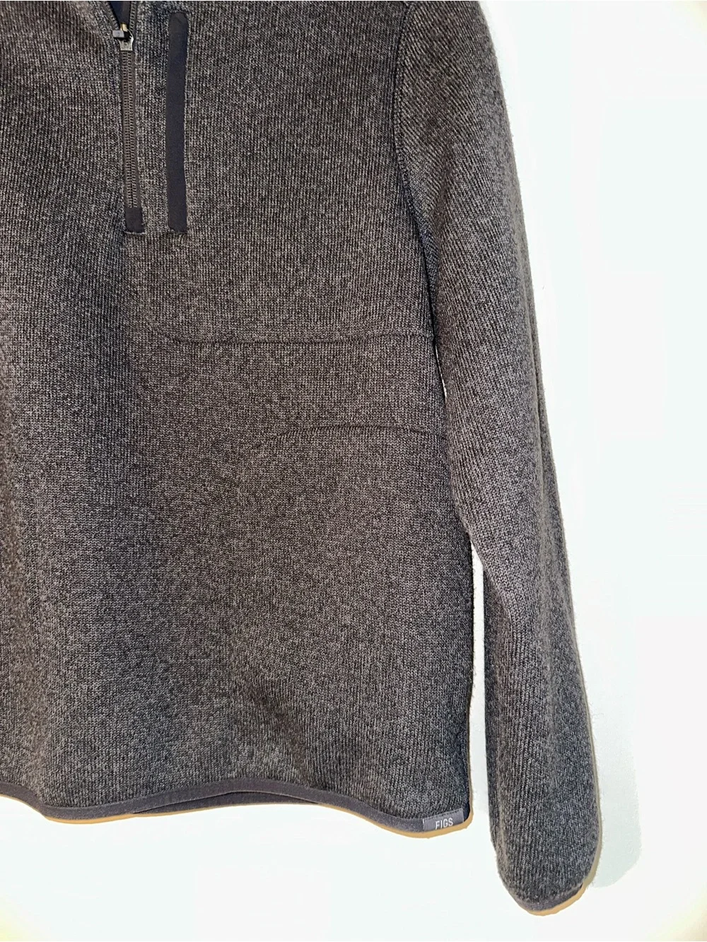 Figs Men's Heathered Dark Gray Quarter-Zip Sweater